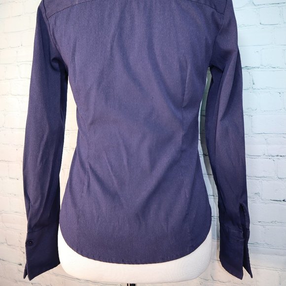 Express Stretch Navy Long Sleeved Button Down Shirt, Size 3/4 - Picture 4 of 4